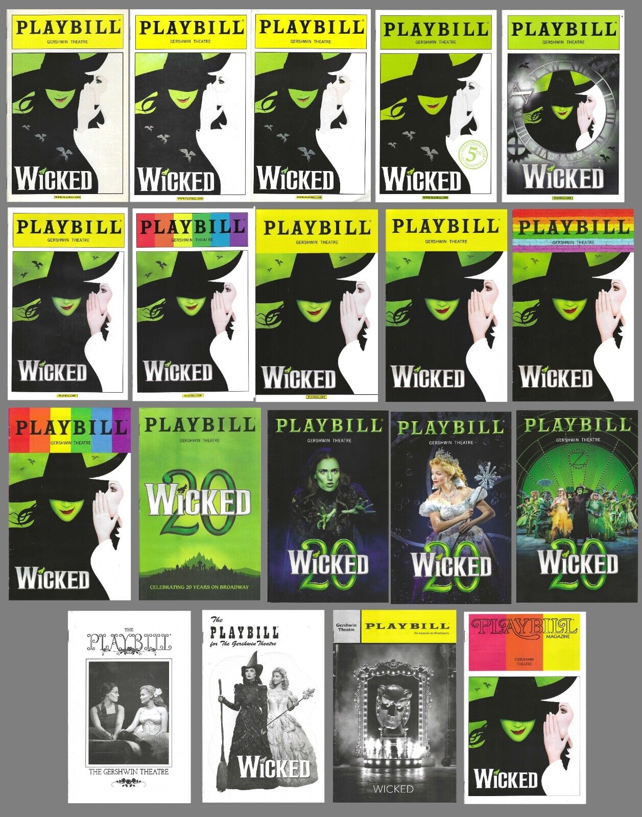 WICKED - Uber Playbill Collection '03-'24, IDINA MENZEL, Kristin Chenoweth, Etc.
