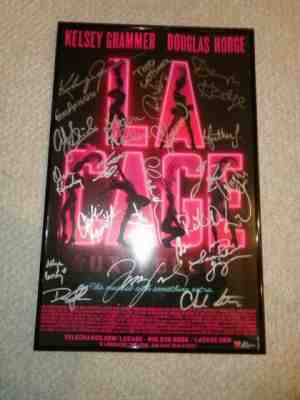 Rare 2010 small poster La Cage Aux Folles cast signed framed Kelsey Grammer Doug