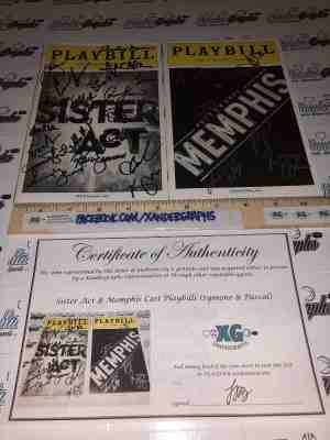 SISTER ACT & MEMPHIS CAST SIGNED THEATRE PLAYBILLS-COA ADAM PASCAL RAVEN SYMONE