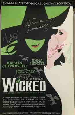 Signed Wicked OBC Poster Kristin Chenoweth Idina Menzel Joel Grey +