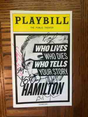 SIGNED Hamilton Off-Broadway Playbill Lin-Manuel Miranda Jonathan Groff 2015
