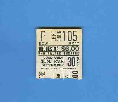 Rare Judy Garland TICKET STUB Palace Theatre NYC September 30, 1956