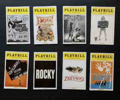 Lot of 8 Broadway Playbills; Legally Blonde, Something Rotten, Rocky, Memphis