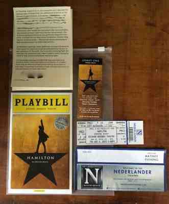 RARE Hamilton Broadway Opening Program, Un-torn Ticket, Party Pass + Letter
