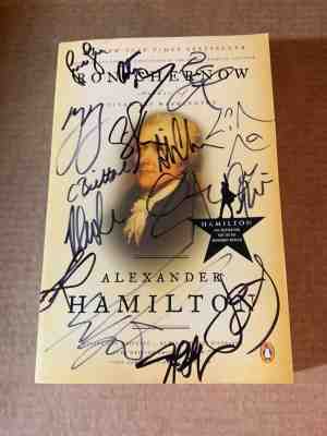 Hamilton Cast Autographed Paperback Book with Lin Manuel Miranda