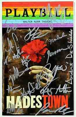 Full Cast Reeve Carney, Andre De Shields Signed HADESTOWN Pride Playbill