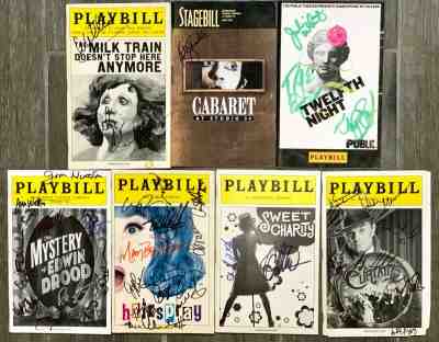 Lot of 7 AUTOGRAPHED Broadway Playbills Hairspray, Cabaret, Sweet Charity, Drood