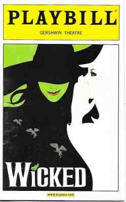 Wicked Broadway Playbill, Opening Night, Kristin Chenoweth, Idina Menzel