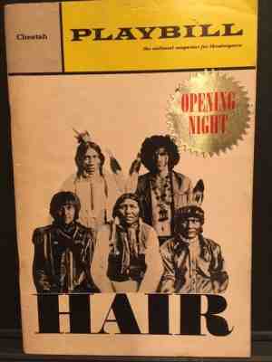 Opening Night Playbill HAIR Cheetah Theater 1967 Off-Broadway w/Sticker