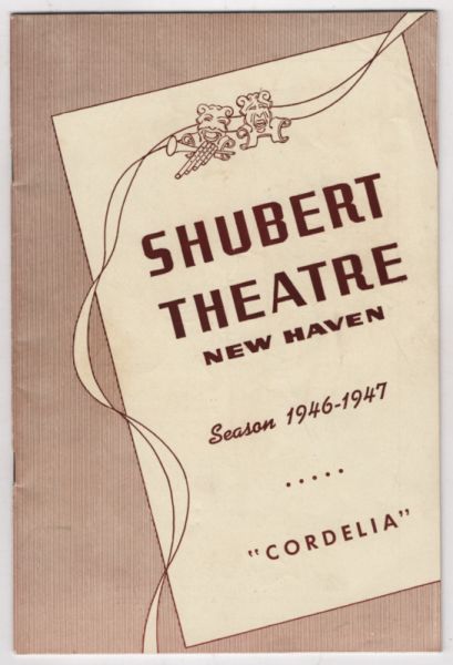 Zasu Pitts "CORDELIA" Nancy (Reagan) Davis 1946 FLOP New Haven Tryout Playbill