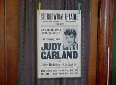"AN EVENING WITH JUDY GARLAND" WINDOW CARD STORROWTON THEATRE