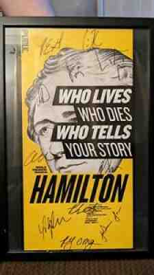 HAMILTON PRE-BROADWAY MIRANDA CAST SIGNED POSTER OBC FRAMED