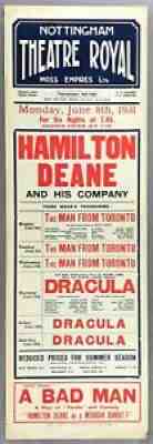 [Dracula] Large Nottingham Theatre Royal Playbill Hamilton Deane June, 1931