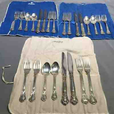 24 Gorham Chantilly Sterling Silver Forks Knives Spoons 6 4pc Full Dinner Sets