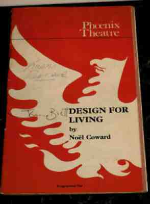 DESIGN FOR LIVING PLAYBILL SIGNED BY VANESSA REDGRAVE AND JEREMY BRETT