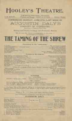 Ada Rehan "TAMING OF THE SHREW" John Drew / Augustin Daly 1892 Chicago Broadside
