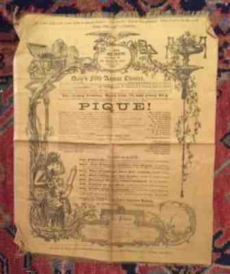 *MAURICE BARRYMORE JOHN DREW 1876 GOLD SILK SOUVENIR PROGRAM AUGUSTIN DALY*
