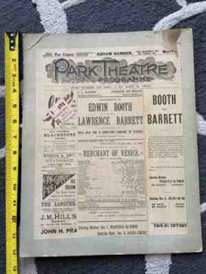 Edwin Booth Lawrence Barrett Othello Merchant Of Venice Playbill Program 1890