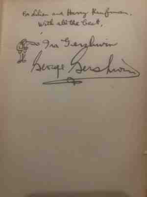 Extremely Rare! First edition autographed book, George and Ira Gershwin signed,