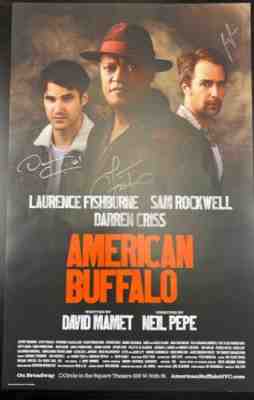 American Buffalo Broadway signed - Lawrence Fishburne-Sam Rockwell-Darren Criss