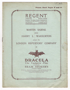Edmund Blake "DRACULA" Hamilton Deane / Bram Stoker 1928 London Opening Program