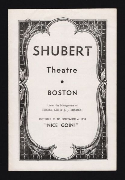 Mary Martin "NICE GOIN" Tom Ewell / Bert Wheeler 1939 FLOP Boston Tryout Program