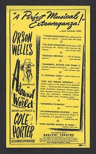 ORSON WELLES' Musical "AROUND THE WORLD" Cole Porter 1946 FLOP Flyer
