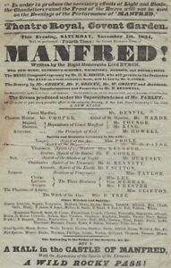 *LORD BYRON RARE MAGNIFICENT 1834 COVENT GARDEN DOUBLE PLAY BROADSIDE MANFRED*