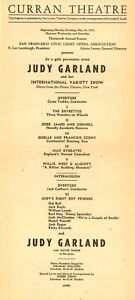JUDY GARLAND 1952 CURRAN THEATRE IN SAN FRANCISCO / 1st PRINT HANDBILL / FLYER