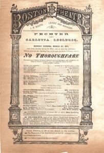 *CHARLES DICKENS & WILKIE COLLINS RARE ORIGINAL 1871  NO THOROUGHFARE PROGRAM*