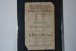 RARE 1797 AMERICAN PLAYBILL BROADSIDE SIGN BOSTON THEATRE The Lynn Shoe Maker