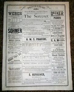 HMS Pinafore & Sorcerer Gilbert Sullivan Lyceum Theatre NYC 1879 Maria Harvey