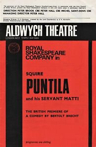 Bertolt Brecht "PUNTILA" Roy Dotrice / Patrick Magee '65 London Premiere Program
