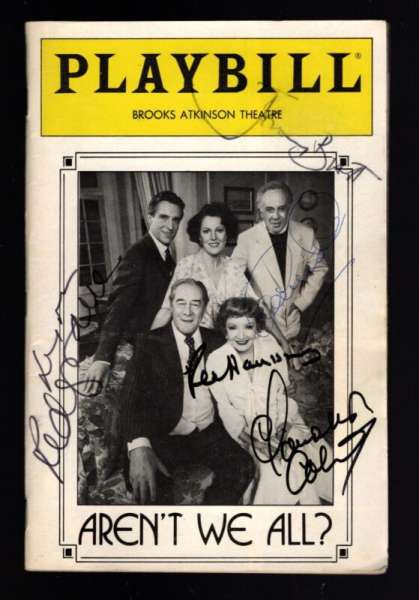 1985 Aren’t We All Playbill Signed by Rex Harrison Claudette Colbert Lynn Redgra