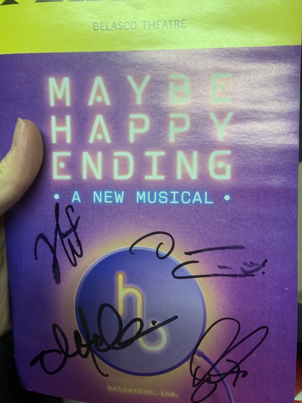 Maybe Happy Ending Playbill signed by Darren Criss and FULL CAST W PROOF