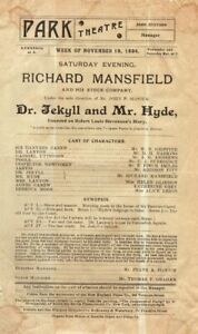 *RARE 1894 DR JEKYLL MR HYDE HANDBILL RICHARD MANSFIELD ROBERT LOUIS STEVENSON *