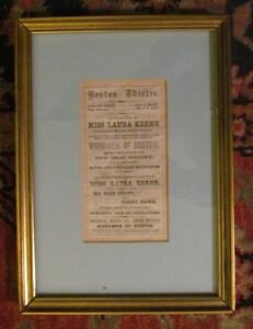 *LINCOLN ASSASSINATION: ACTRESS LAURA KEENE RARE ORIGINAL 1865 FRAMED HANDBILL*