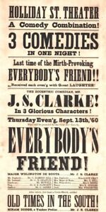 *EDWIN & JOHN WILKES BOOTH BROTHER IN LAW SLEEPER CLARKE RARE 1860  BROADSIDE*