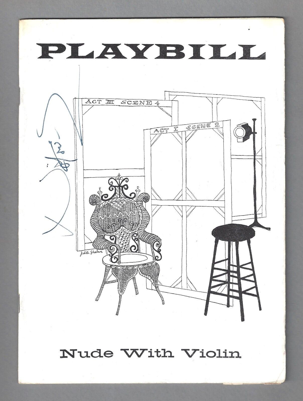 Noel Coward (Signed) "NUDE WITH VIOLIN" Joyce Carey / Luba Malina 1957 Playbill