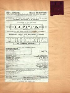 *LEGENDARY GOLD RUSH ACTRESS LOTTA CRABTREE LARGE 1884 PROGRAM & TICKET*