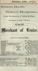 *EDWIN BOOTH & HELENA MODJESKA RARE 1890 MERCHANT OF VENICE PROGRAM*