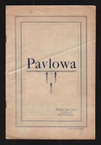 Ballet Legend ANNA PAVLOVA (Pavlowa) Laurent Novikoff 1923 Montreal Program