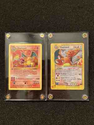 Pokemon 1st Edition Shadowless Base Set Thick Stamp & Crystal Skyridge Charizard