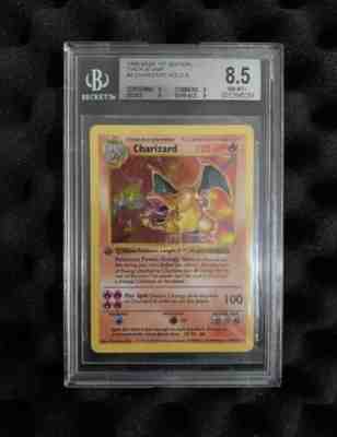 1999 Pokemon Base Set Shadowless 1st Edition Holo Charizard-BGS 8.5 THICK STAMP