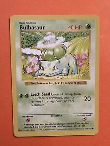 RARE ERROR CARD Pokémon  Bulbasaur Card 44/102 40HP . Ref Length Twice (Weight)