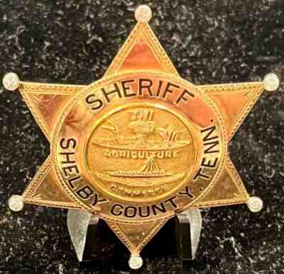 10K Gold Presentation Badge Shelby County TN Sheriff August 1928 | Joseph & Co.