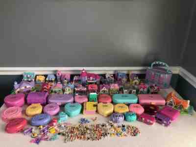 HUGE Vintage Lot of 45 BLUEBIRD Polly Pocket Houses and Compacts 1989 - 1996