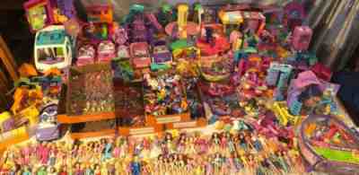 1400+ Lot Polly Pocket Dolls Clothes Shoes Stable Airplane Mall Accessories 