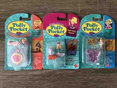 Polly Pocket Vintage Bluebird Mermaid Pearl Ring Butterfly Fairy My Pet Bear Set