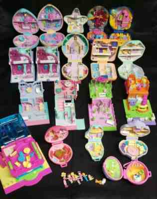 Huge Vintage Polly Pocket Lot 19 Compacts and 9 figures
